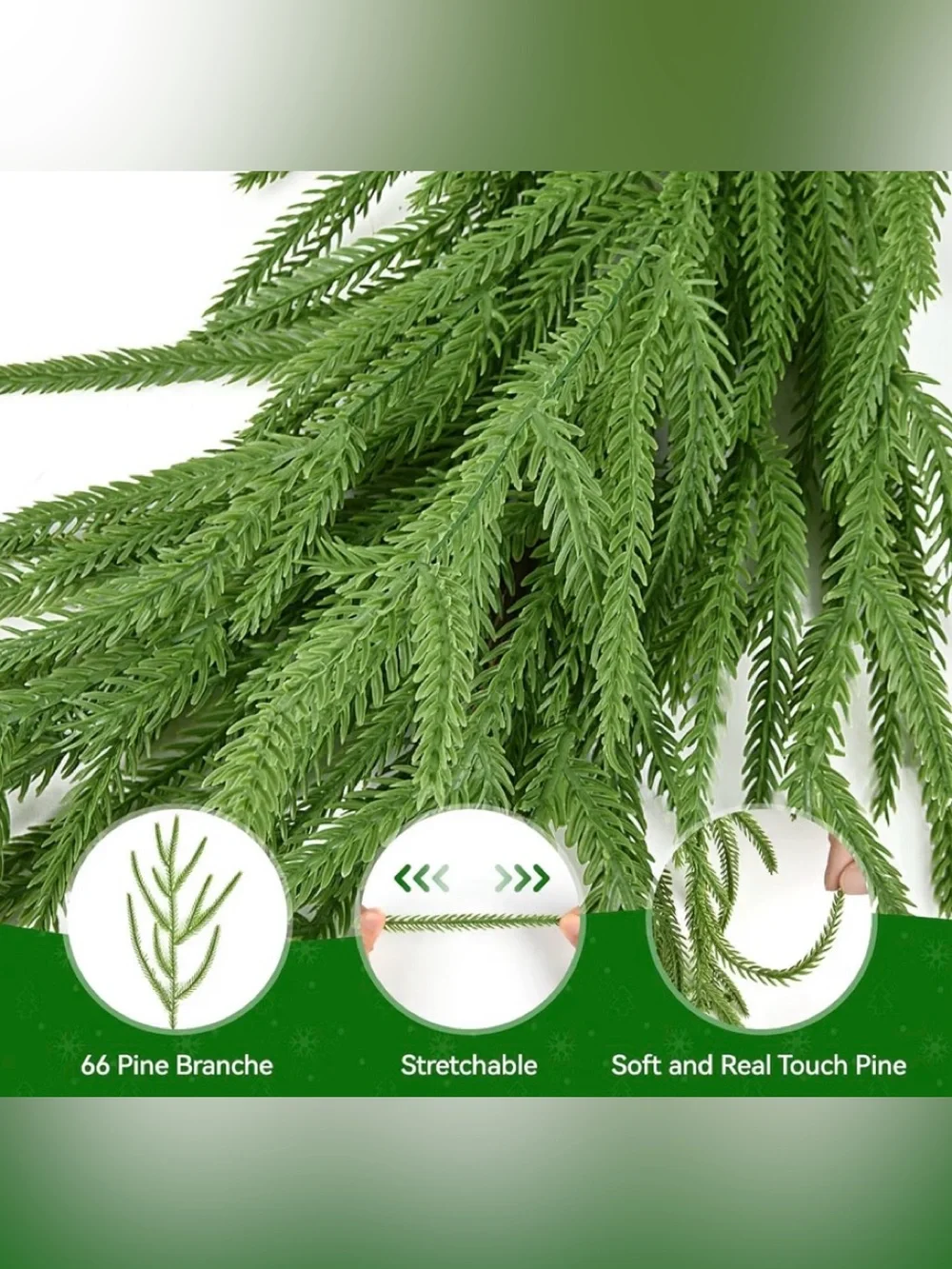 Evergreen Pine Garland - Lifelike Green Rubber Home Accent 6ft rubber